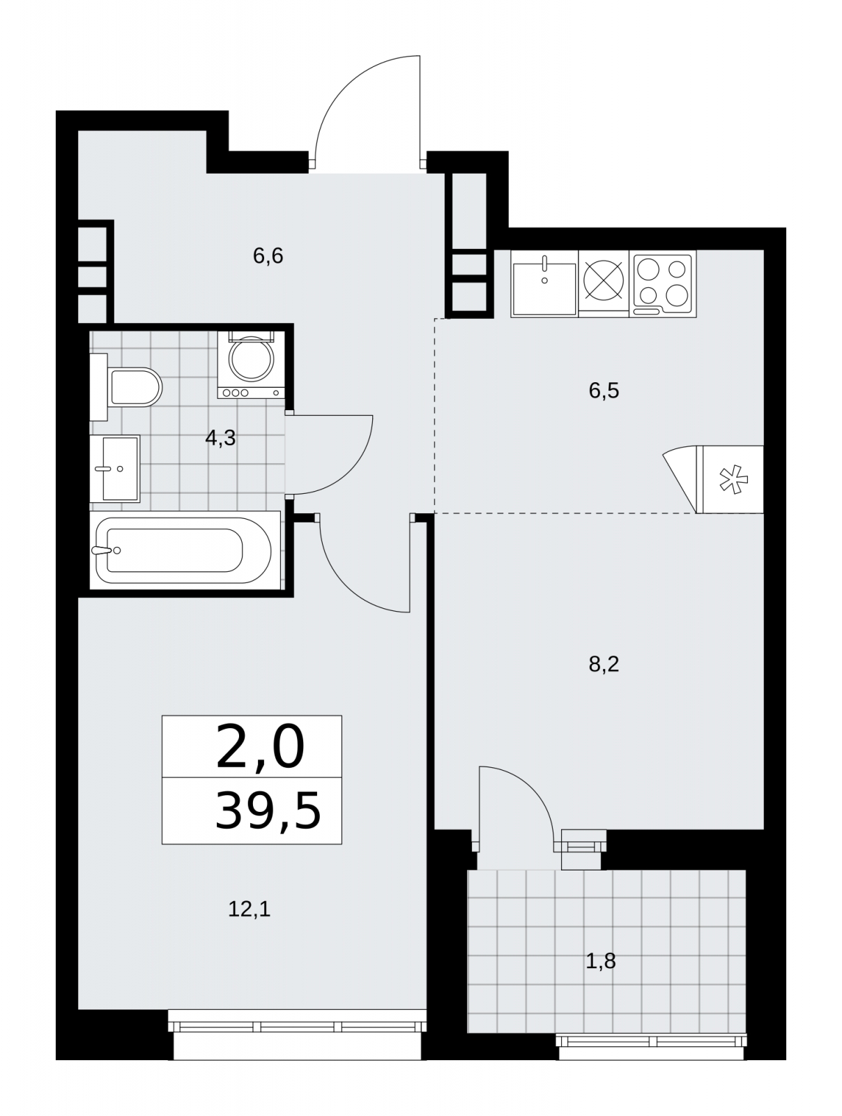 3-комнатная квартира в ЖК Дзен-кварталы на 16 этаже в 1 секции. Сдача в 1 кв. 2026 г.