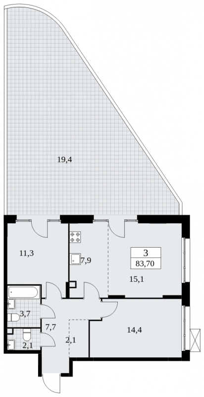 2-комнатная квартира с отделкой в ЖК Лучи на 23 этаже в 1 секции. Сдача в 4 кв. 2021 г.
