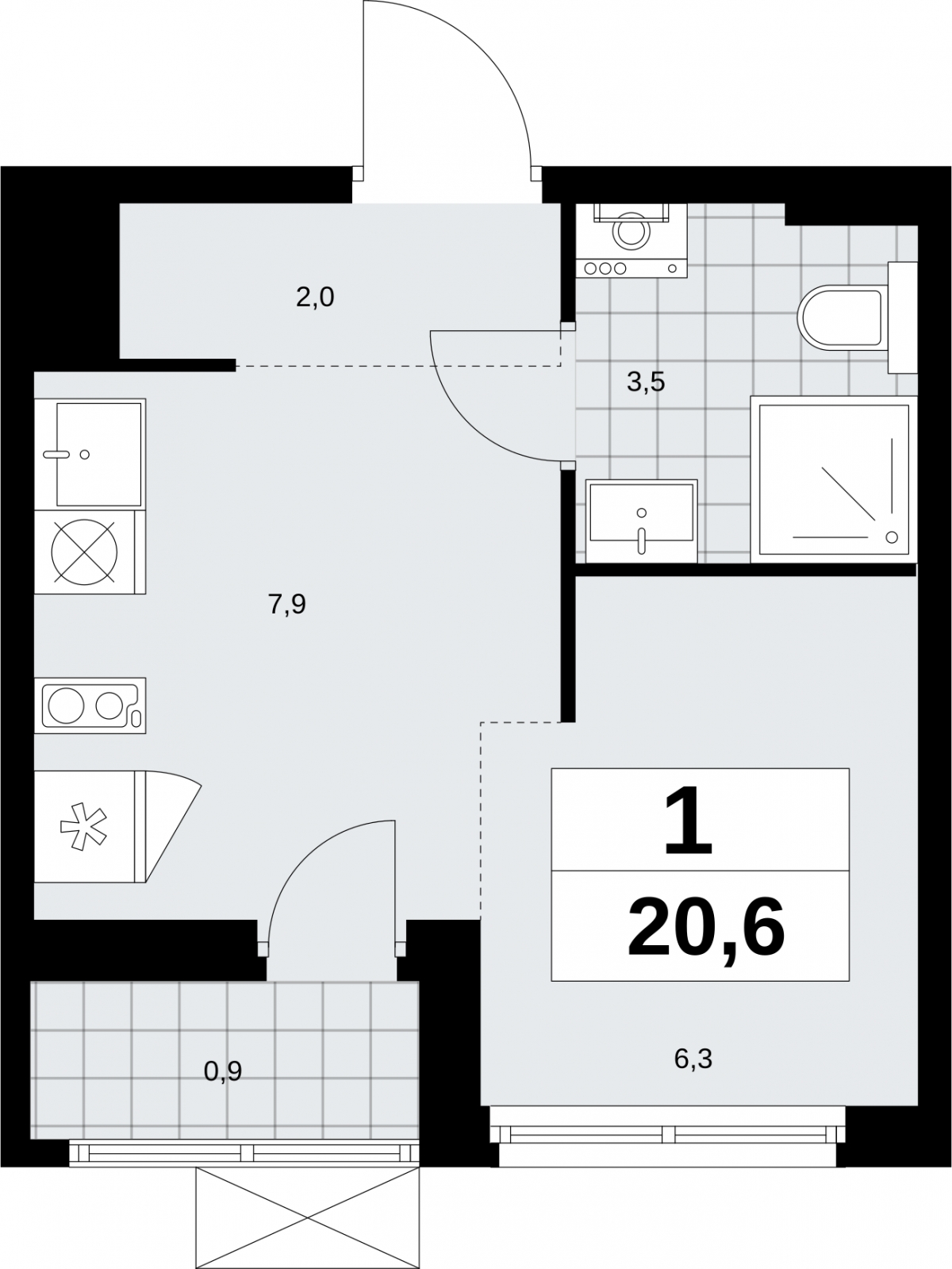 3-комнатная квартира в ЖК URAL на 16 этаже в 1 секции. Сдача в 4 кв. 2024 г.