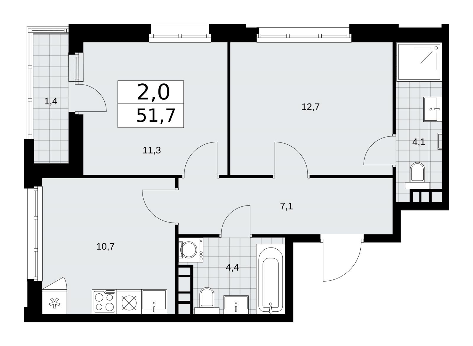 4-комнатная квартира в ЖК Южные сады на 9 этаже в 1 секции. Сдача в 2 кв. 2025 г.