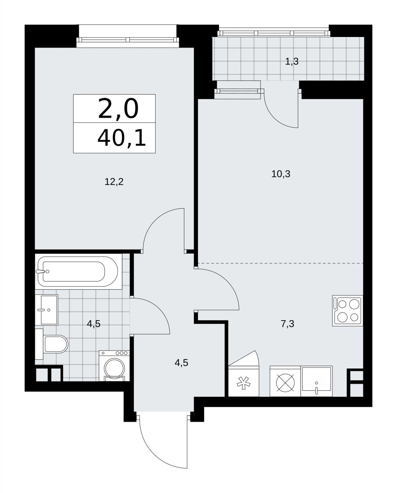 1-комнатная квартира с отделкой в ЖК Новые Ватутинки. Десна на 15 этаже в 3 секции. Сдача в 3 кв. 2023 г.
