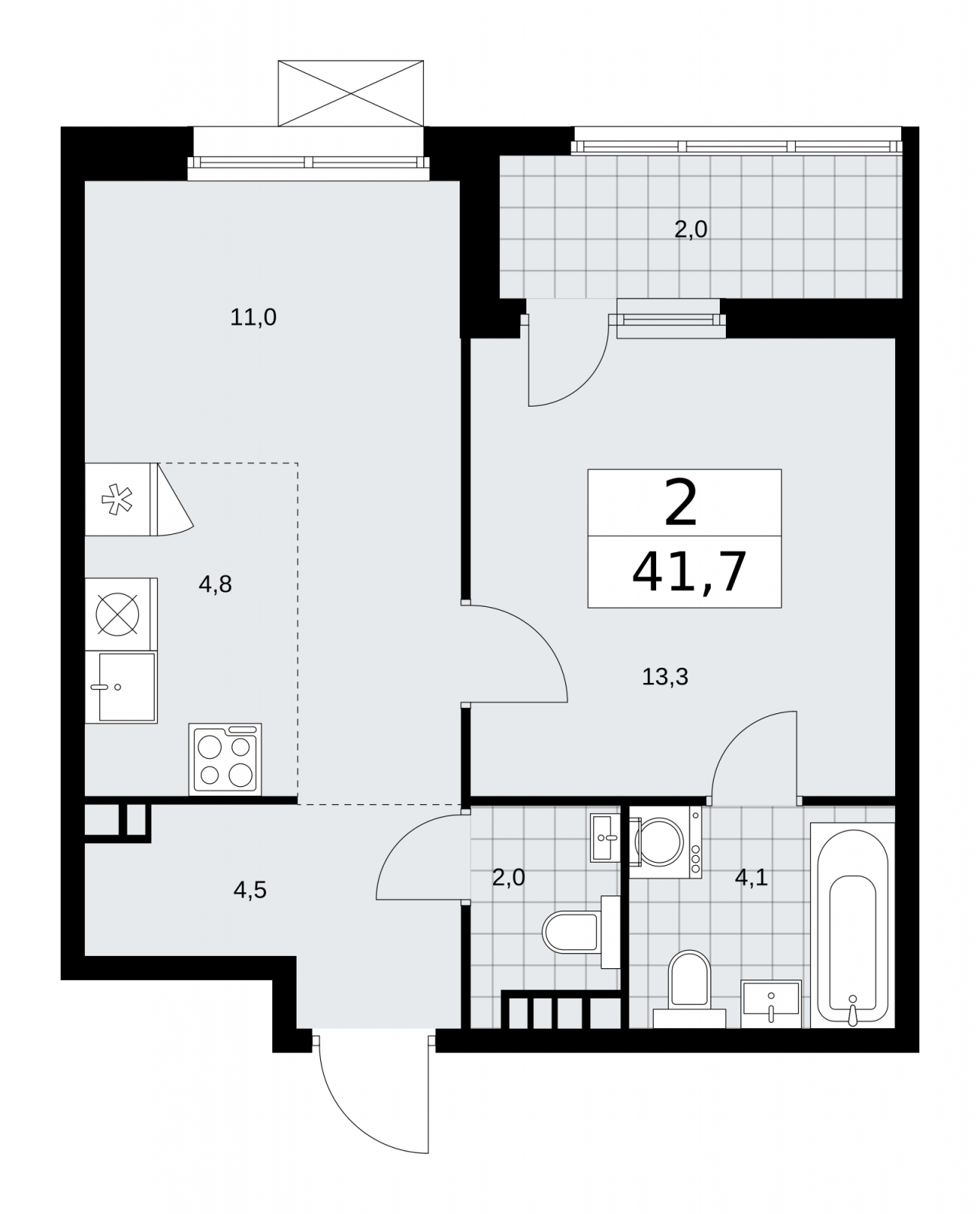 1-комнатная квартира (Студия) с отделкой в ЖК Дзен-кварталы на 12 этаже в 4 секции. Сдача в 2 кв. 2026 г.