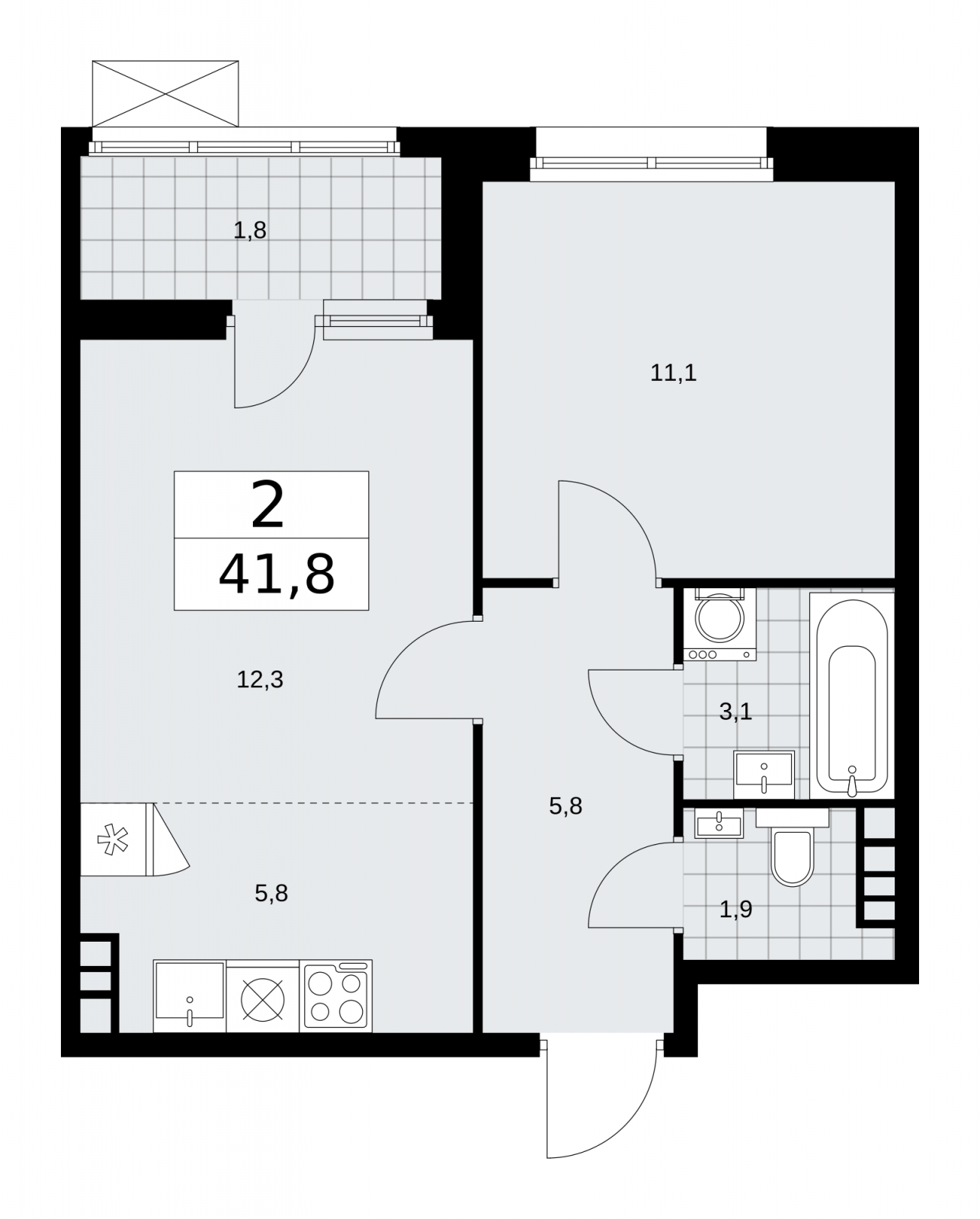 1-комнатная квартира (Студия) с отделкой в ЖК Дзен-кварталы на 13 этаже в 4 секции. Сдача в 2 кв. 2026 г.
