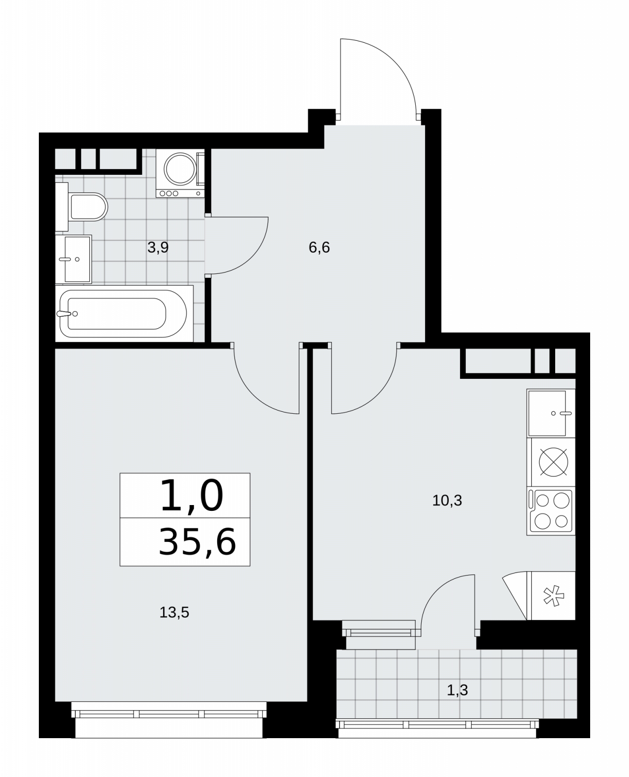 1-комнатная квартира с отделкой в ЖК Дзен-кварталы на 14 этаже в 4 секции. Сдача в 2 кв. 2026 г.