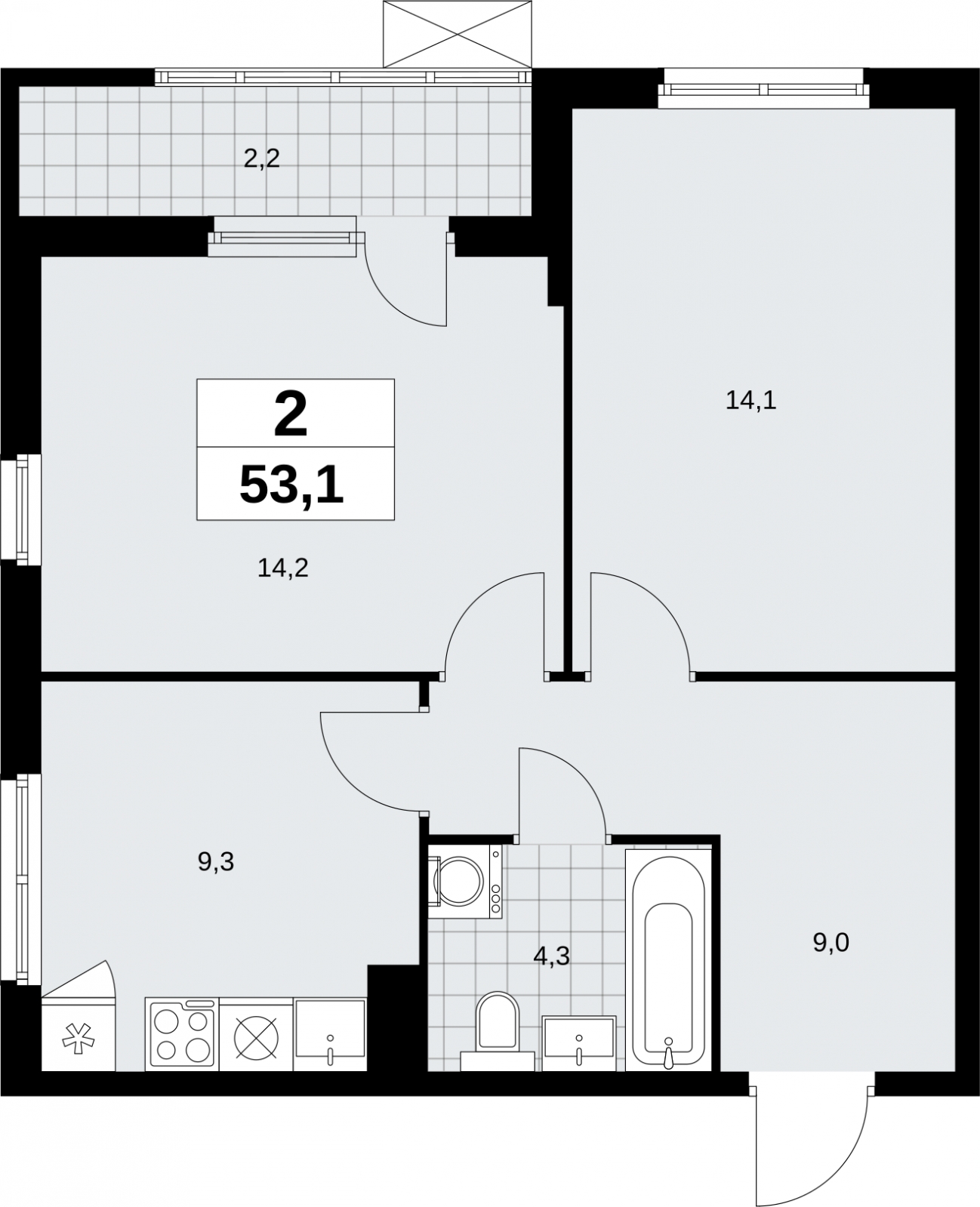 1-комнатная квартира в ЖК Дзен-кварталы на 9 этаже в 5 секции. Сдача в 2 кв. 2025 г.