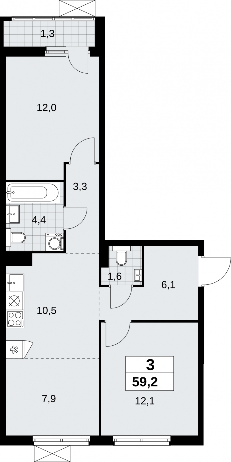 1-комнатная квартира с отделкой в ЖК Дзен-кварталы на 10 этаже в 3 секции. Сдача в 2 кв. 2026 г.