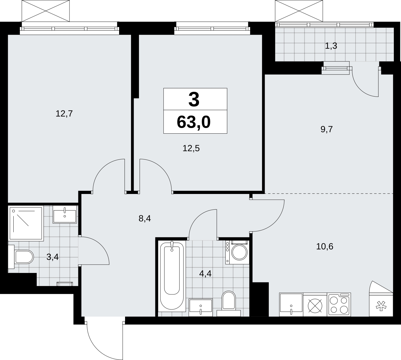 1-комнатная квартира в ЖК Дзен-кварталы на 8 этаже в 4 секции. Сдача в 2 кв. 2026 г.