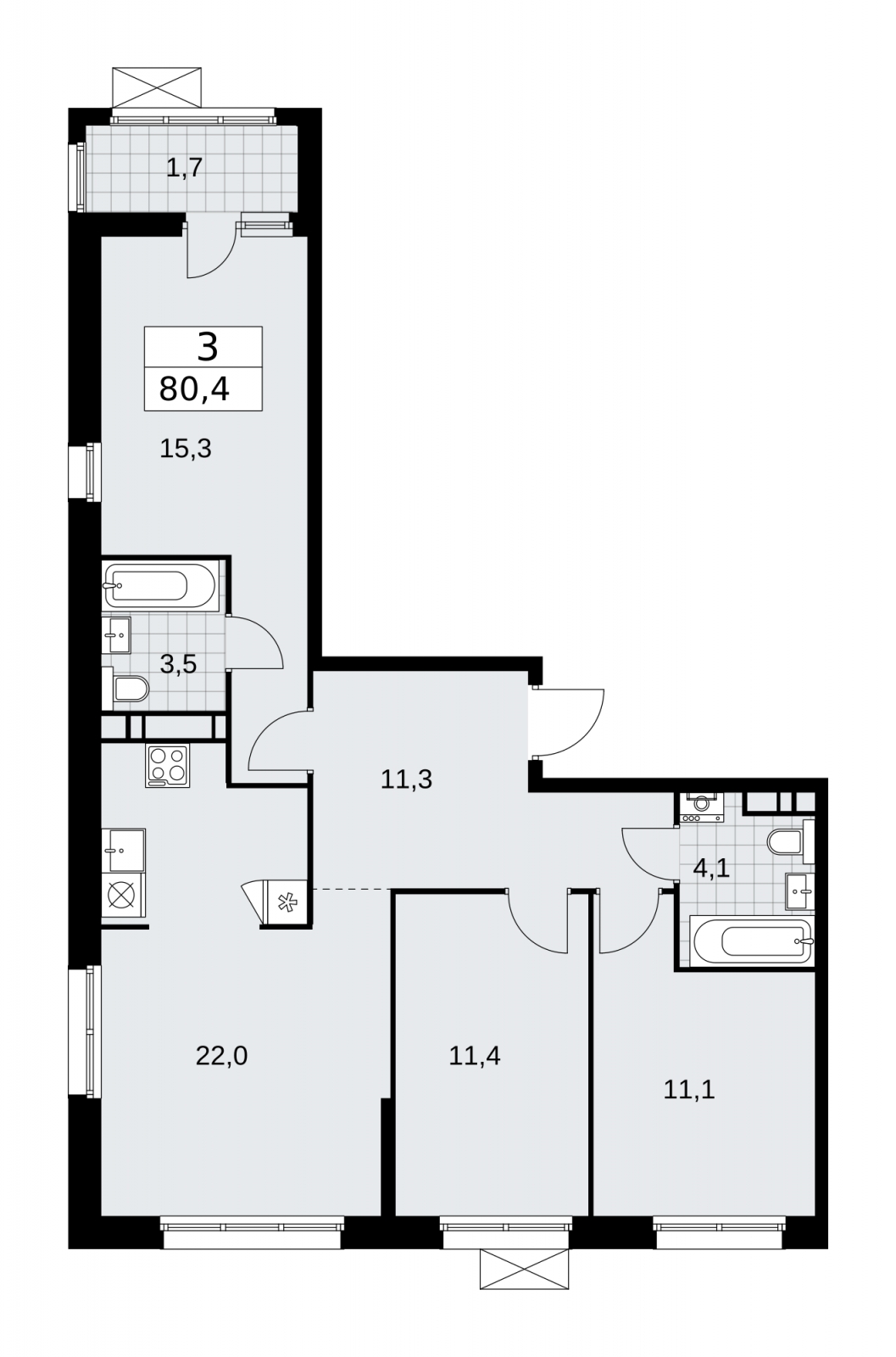 1-комнатная квартира (Студия) с отделкой в ЖК Ladozhsky AVENIR на 13 этаже в 1 секции. Сдача в 4 кв. 2024 г.