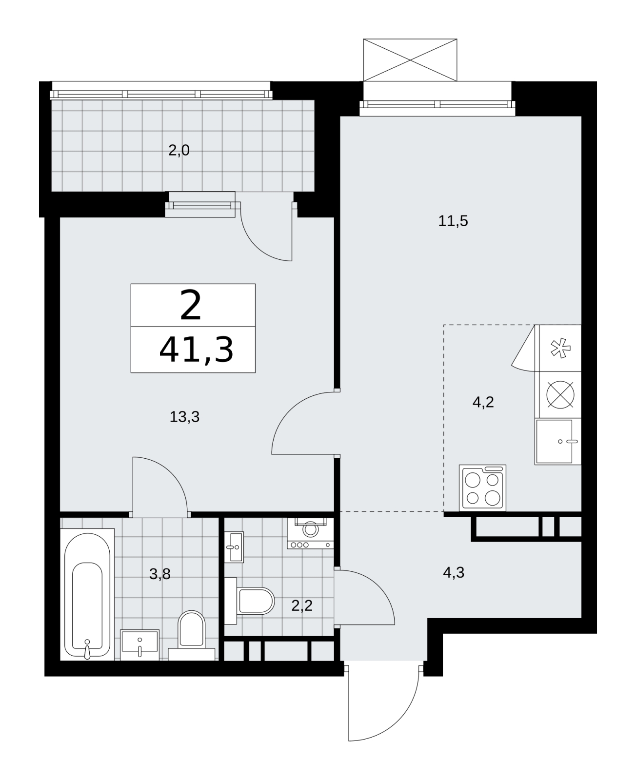 1-комнатная квартира в ЖК Дзен-кварталы на 10 этаже в 4 секции. Сдача в 2 кв. 2026 г.