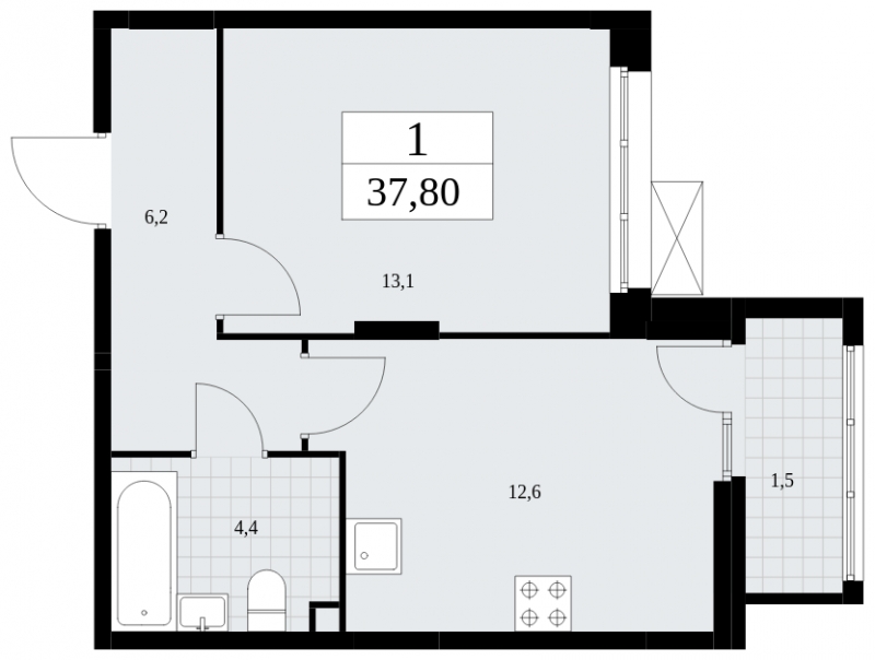 1-комнатная квартира (Студия) с отделкой в ЖК Скандинавия на 11 этаже в 1 секции. Сдача в 4 кв. 2024 г.