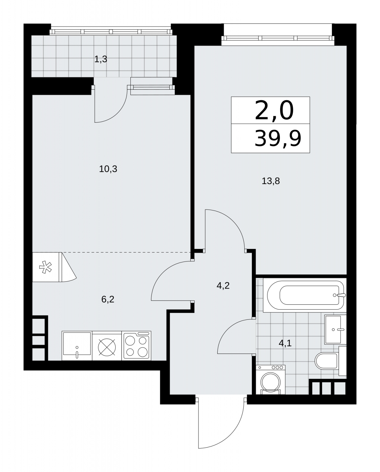 2-комнатная квартира с отделкой в ЖК Bauman House на 9 этаже в 1 секции. Сдача в 4 кв. 2021 г.