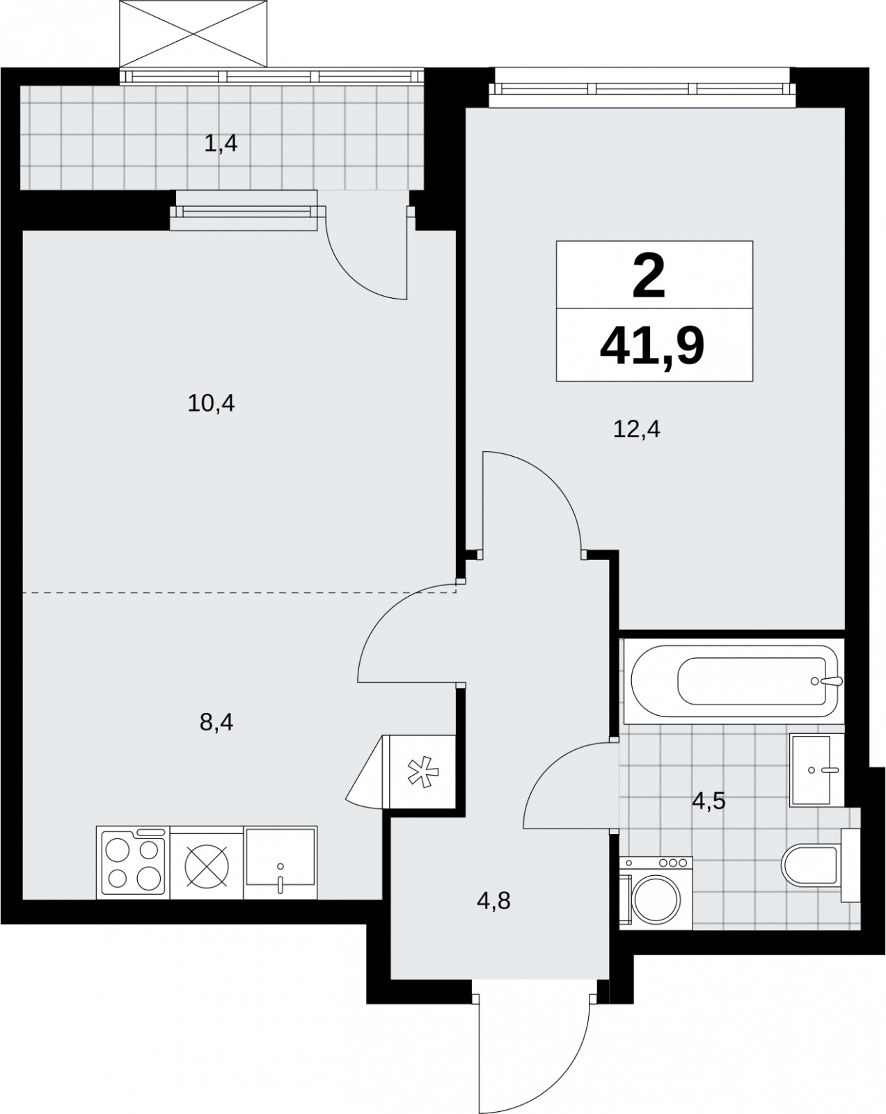 1-комнатная квартира (Студия) с отделкой в ЖК Дзен-кварталы на 8 этаже в 1 секции. Сдача в 2 кв. 2026 г.
