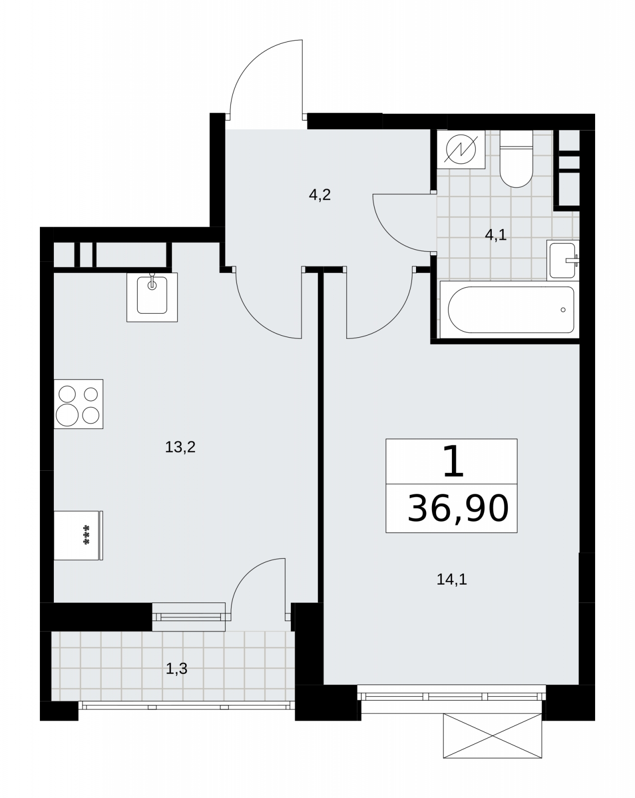 1-комнатная квартира (Студия) в ЖК Скандинавия на 15 этаже в 1 секции. Сдача в 3 кв. 2025 г.