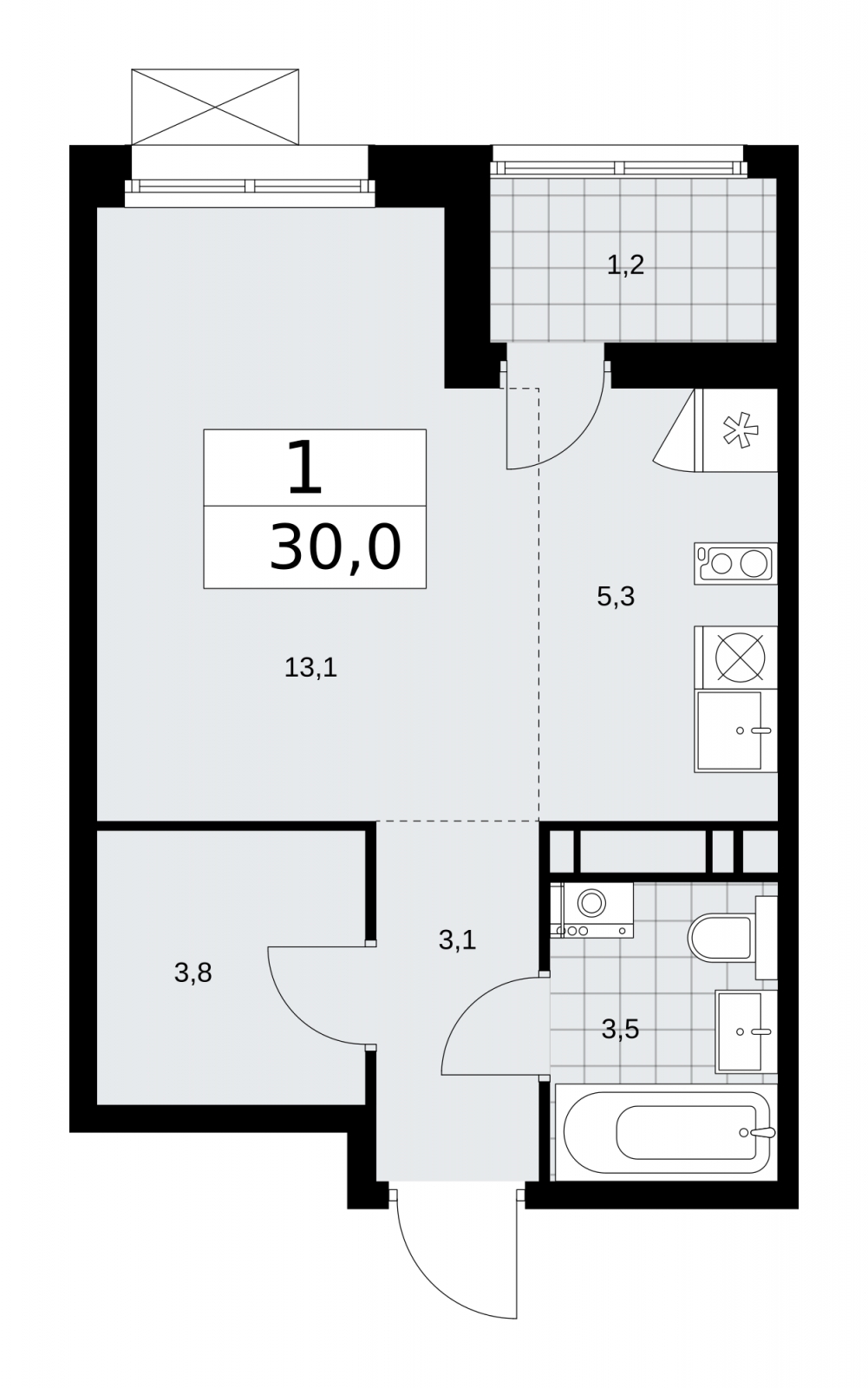 3-комнатная квартира в ЖК Дзен-кварталы на 9 этаже в 1 секции. Сдача в 2 кв. 2026 г.