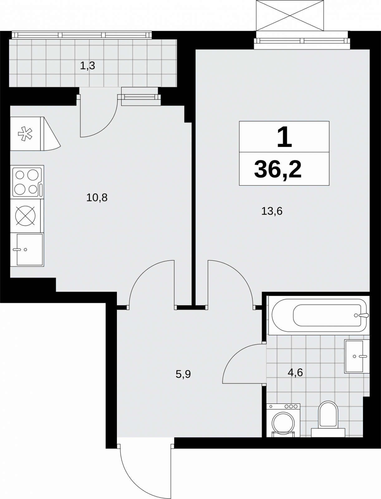 1-комнатная квартира (Студия) в ЖК Дзен-кварталы на 7 этаже в 2 секции. Сдача в 2 кв. 2026 г.