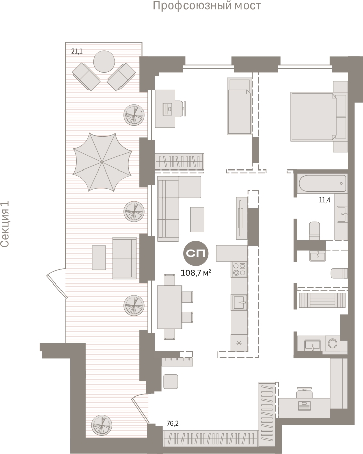 1-комнатная квартира (Студия) в ЖК Дзен-кварталы на 6 этаже в 2 секции. Сдача в 2 кв. 2026 г.