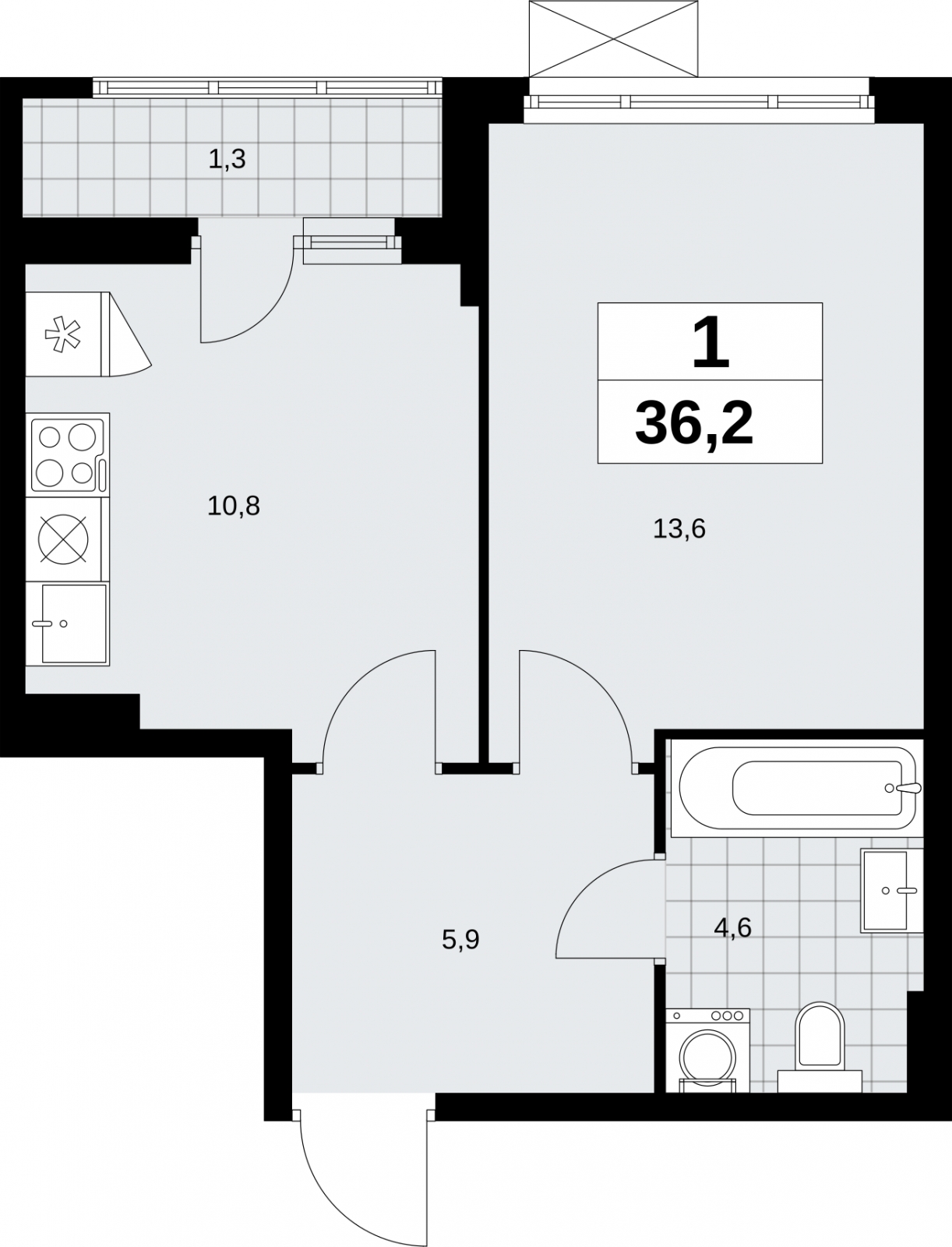 1-комнатная квартира (Студия) в ЖК Дзен-кварталы на 4 этаже в 3 секции. Сдача в 2 кв. 2026 г.