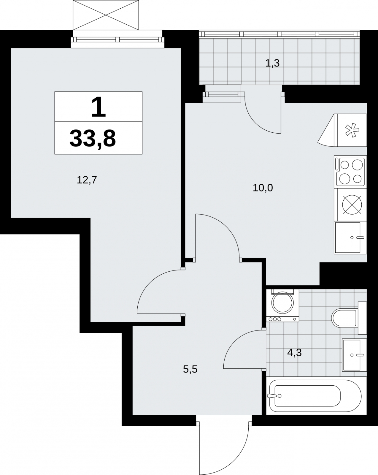 3-комнатная квартира в ЖК Дзен-кварталы на 6 этаже в 1 секции. Сдача в 1 кв. 2026 г.