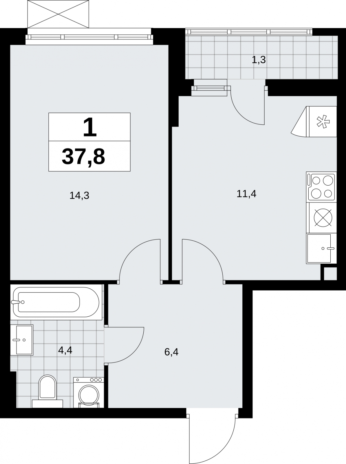 1-комнатная квартира с отделкой в ЖК Дзен-кварталы на 15 этаже в 1 секции. Сдача в 3 кв. 2026 г.