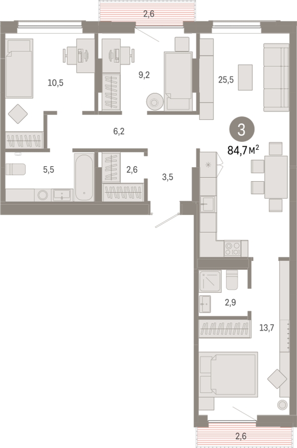 1-комнатная квартира в ЖК Дзен-кварталы на 4 этаже в 4 секции. Сдача в 2 кв. 2026 г.