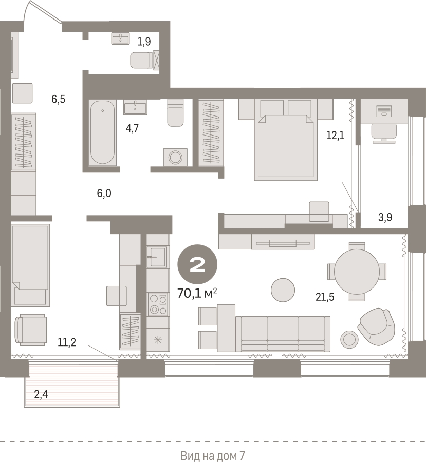 3-комнатная квартира в ЖК Дзен-кварталы на 5 этаже в 4 секции. Сдача в 2 кв. 2026 г.