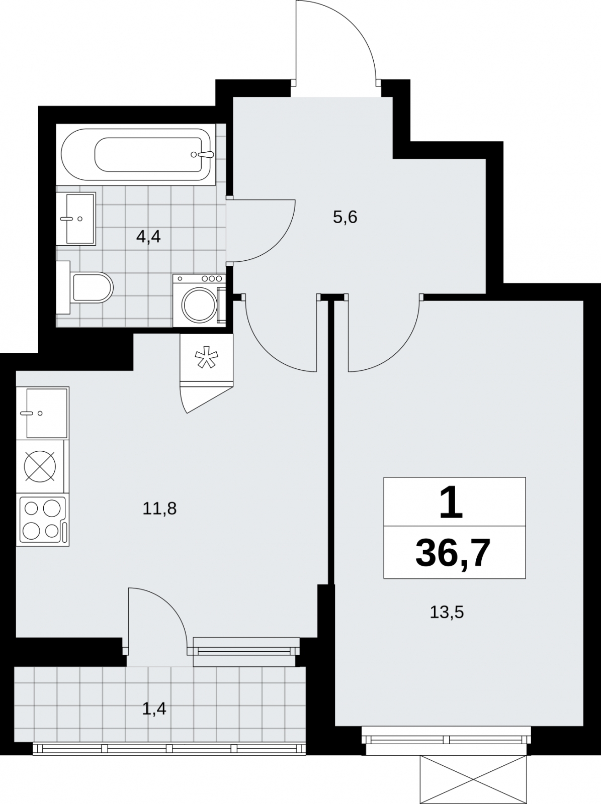 2-комнатная квартира с отделкой в ЖК Дзен-кварталы на 18 этаже в 1 секции. Сдача в 3 кв. 2026 г.