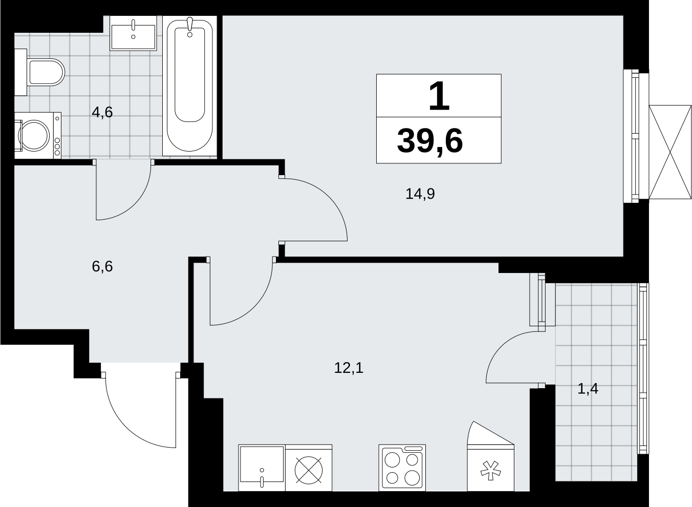 1-комнатная квартира (Студия) в ЖК Дзен-кварталы на 6 этаже в 1 секции. Сдача в 2 кв. 2025 г.