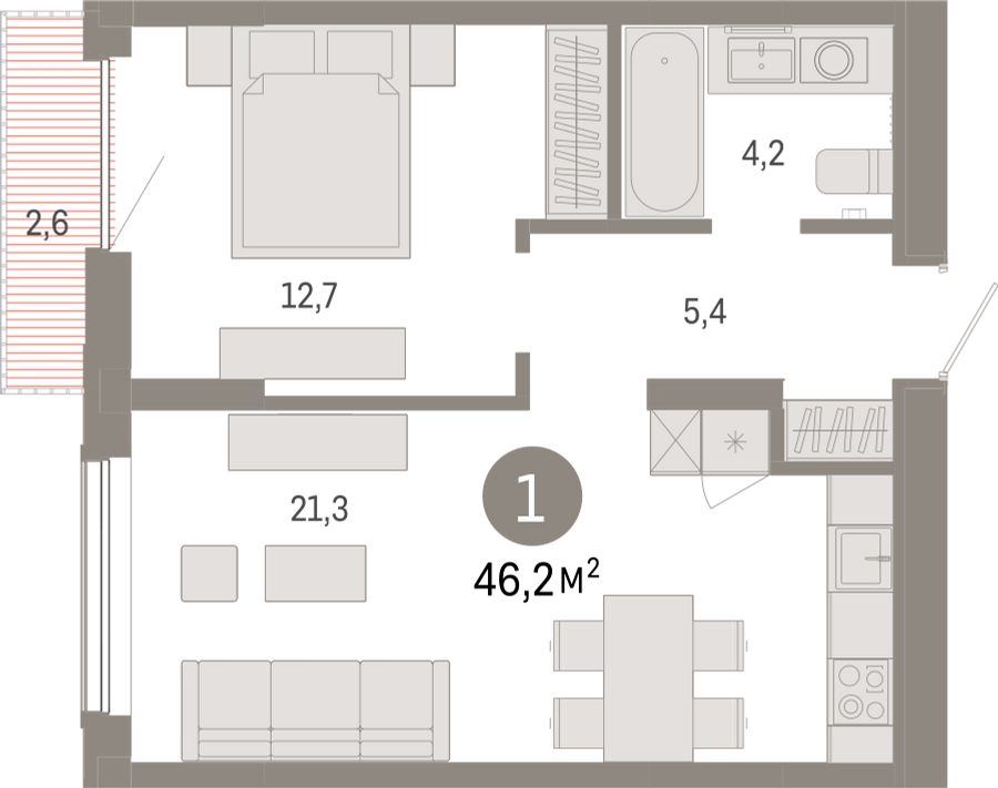 3-комнатная квартира в ЖК Дзен-кварталы на 3 этаже в 1 секции. Сдача в 1 кв. 2026 г.