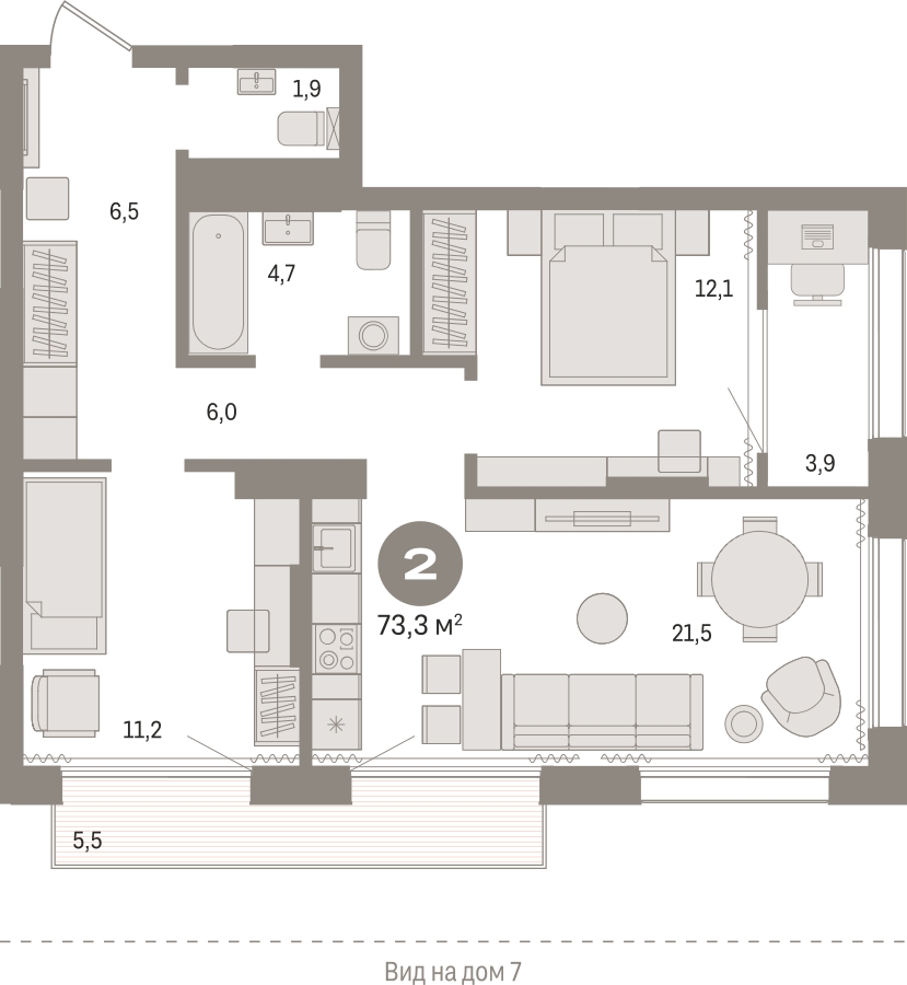 3-комнатная квартира в ЖК Дзен-кварталы на 4 этаже в 1 секции. Сдача в 1 кв. 2026 г.