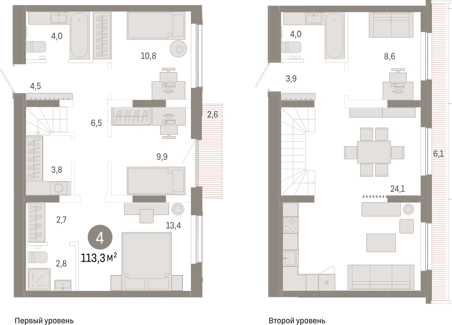 1-комнатная квартира в ЖК Дзен-кварталы на 4 этаже в 1 секции. Сдача в 1 кв. 2026 г.