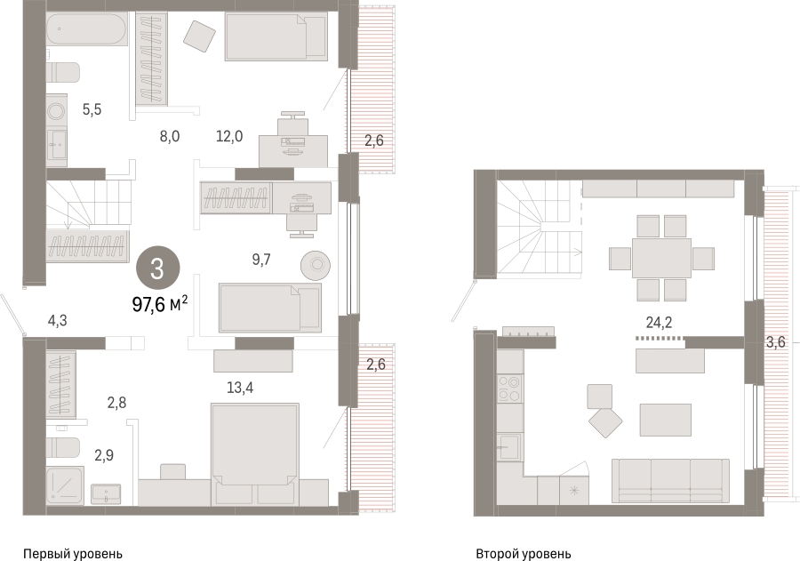 2-комнатная квартира в ЖК Дзен-кварталы на 2 этаже в 5 секции. Сдача в 2 кв. 2026 г.