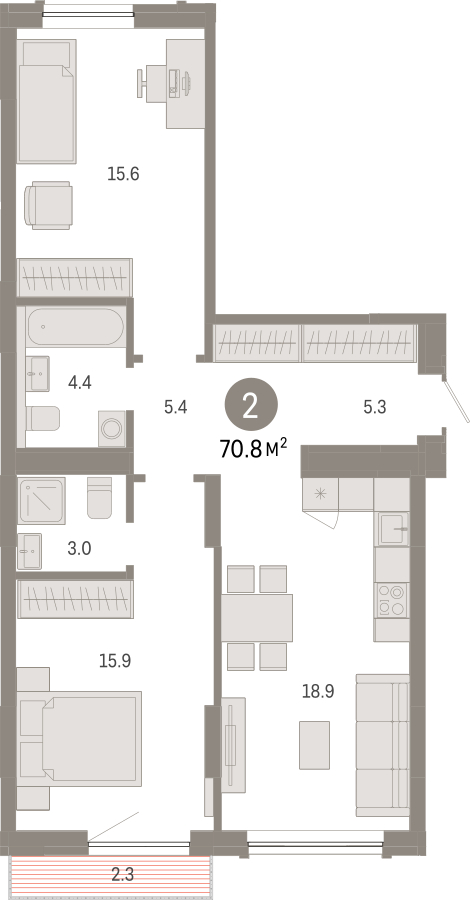 4-комнатная квартира в ЖК Дзен-кварталы на 16 этаже в 1 секции. Сдача в 2 кв. 2026 г.