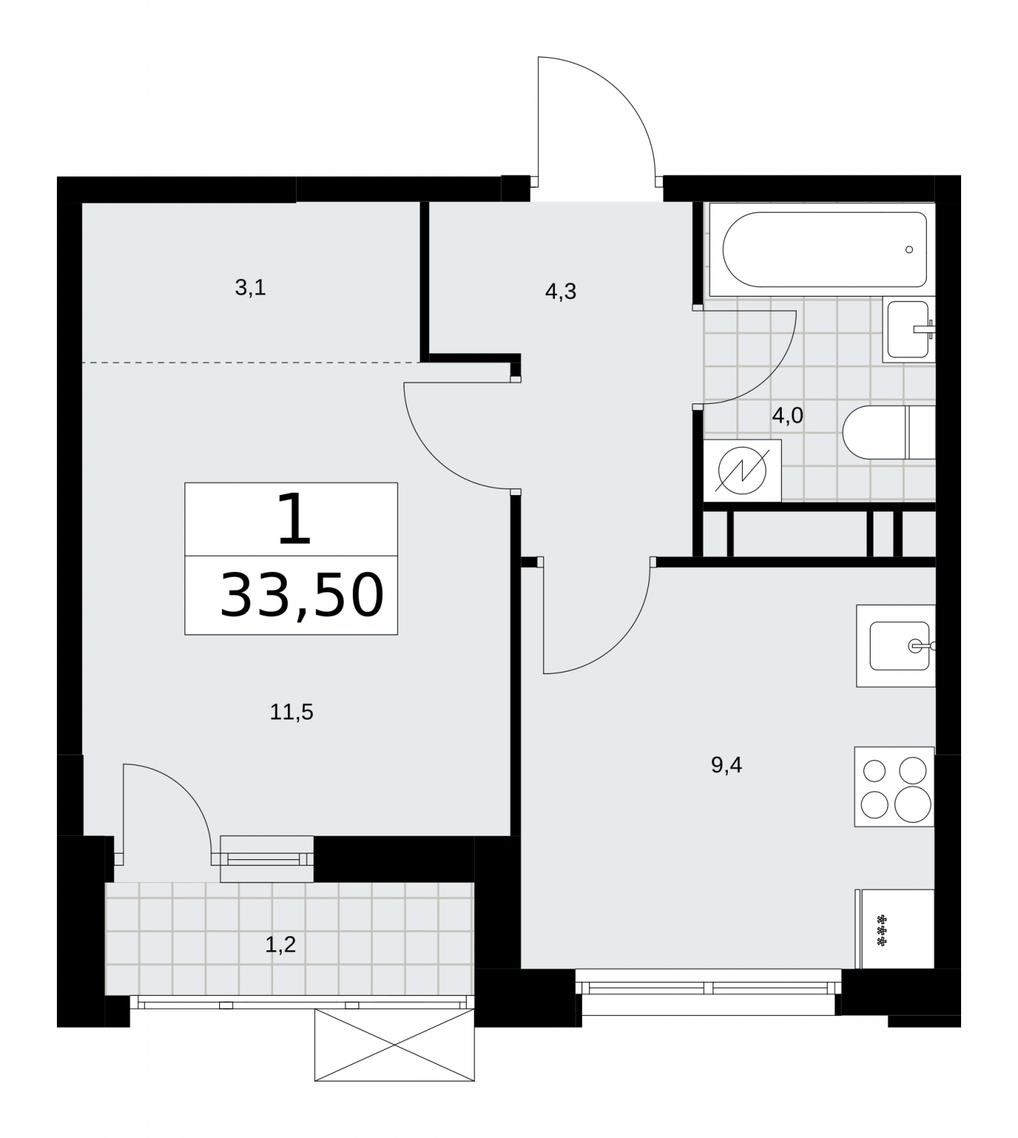 1-комнатная квартира (Студия) в ЖК Скандинавия на 8 этаже в 2 секции. Сдача в 3 кв. 2025 г.