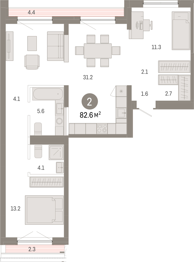3-комнатная квартира с отделкой в ЖК Дзен-кварталы на 8 этаже в 1 секции. Сдача в 3 кв. 2026 г.