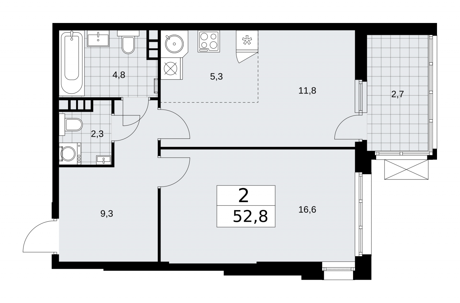 1-комнатная квартира (Студия) в ЖК Апарт-комплекс Nakhimov на 12 этаже в 1 секции. Сдача в 1 кв. 2021 г.