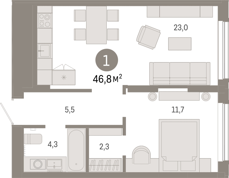 3-комнатная квартира в ЖК Дзен-кварталы на 3 этаже в 5 секции. Сдача в 1 кв. 2026 г.