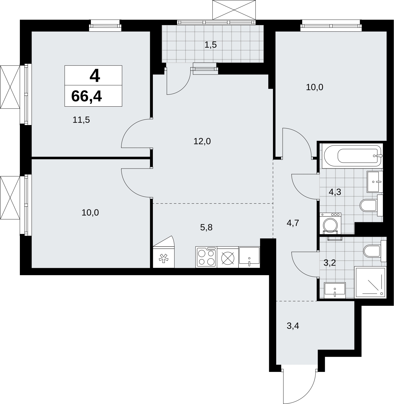 1-комнатная квартира в ЖК Дзен-кварталы на 5 этаже в 5 секции. Сдача в 1 кв. 2026 г.