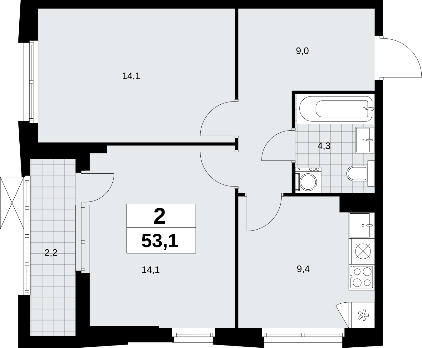 1-комнатная квартира (Студия) в ЖК Дзен-кварталы на 8 этаже в 5 секции. Сдача в 1 кв. 2026 г.