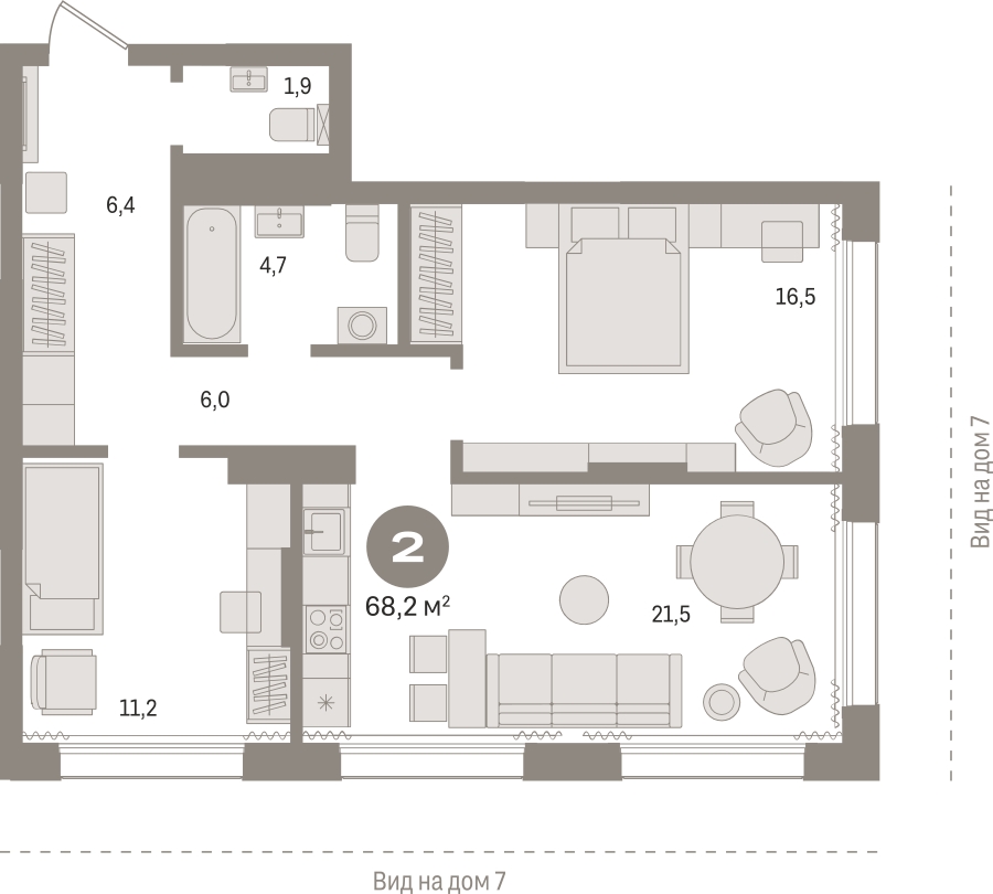 3-комнатная квартира в ЖК Дзен-кварталы на 4 этаже в 1 секции. Сдача в 2 кв. 2026 г.