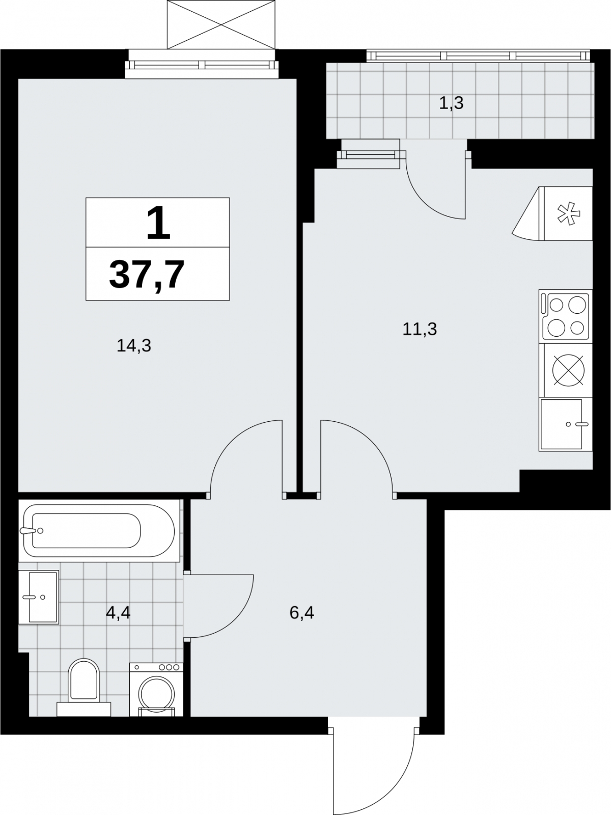 3-комнатная квартира с отделкой в Брусника в Академическом на 3 этаже в 1 секции. Сдача в 3 кв. 2026 г.