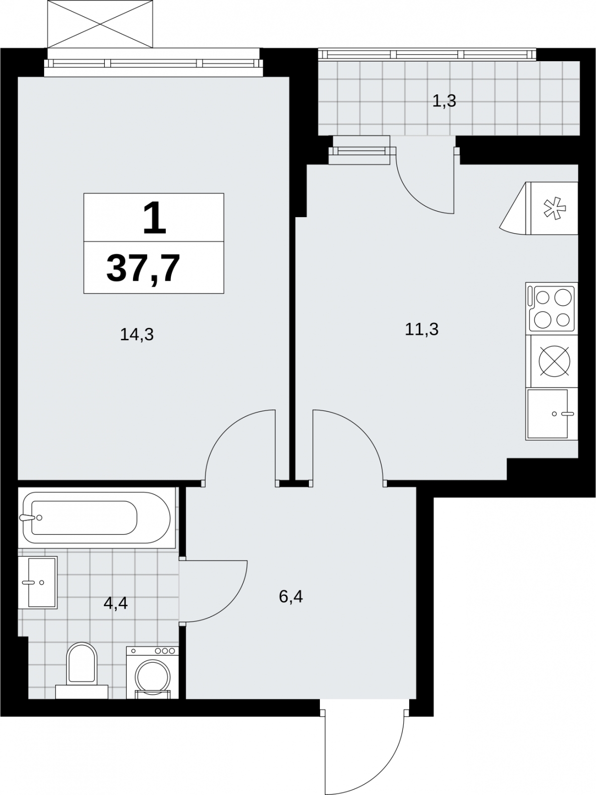 2-комнатная квартира в ЖК Дзен-кварталы на 11 этаже в 5 секции. Сдача в 1 кв. 2026 г.