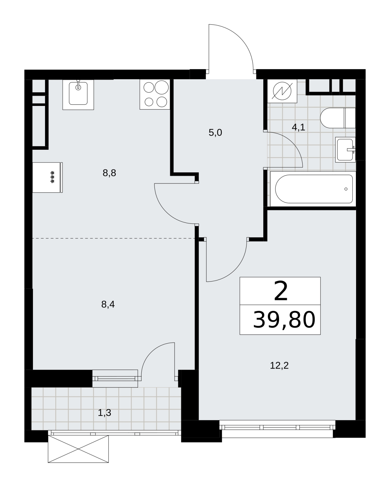 1-комнатная квартира в ЖК Скандинавия на 13 этаже в 1 секции. Сдача в 4 кв. 2024 г.