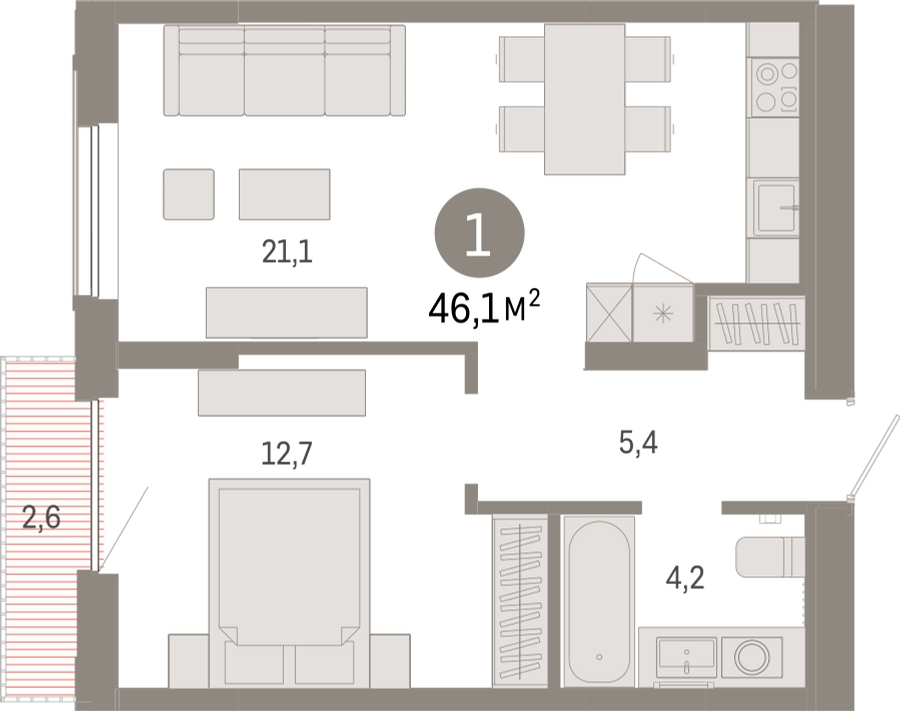 3-комнатная квартира в ЖК Дзен-кварталы на 16 этаже в 1 секции. Сдача в 1 кв. 2026 г.