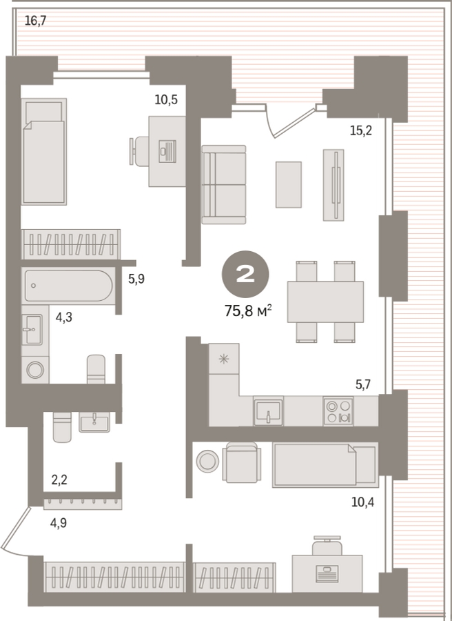 1-комнатная квартира в ЖК Дзен-кварталы на 4 этаже в 3 секции. Сдача в 2 кв. 2026 г.