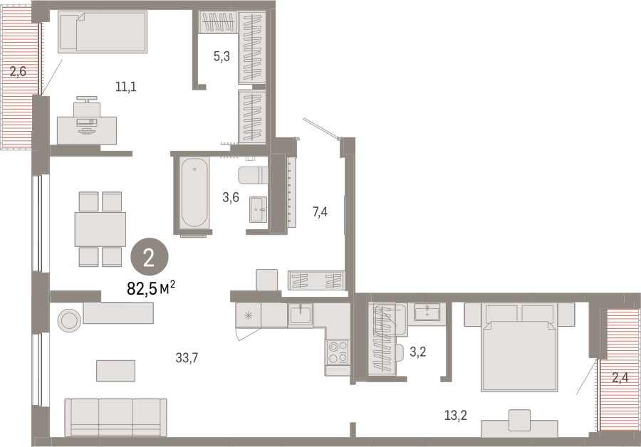 3-комнатная квартира с отделкой в ЖК Дзен-кварталы на 4 этаже в 4 секции. Сдача в 3 кв. 2026 г.