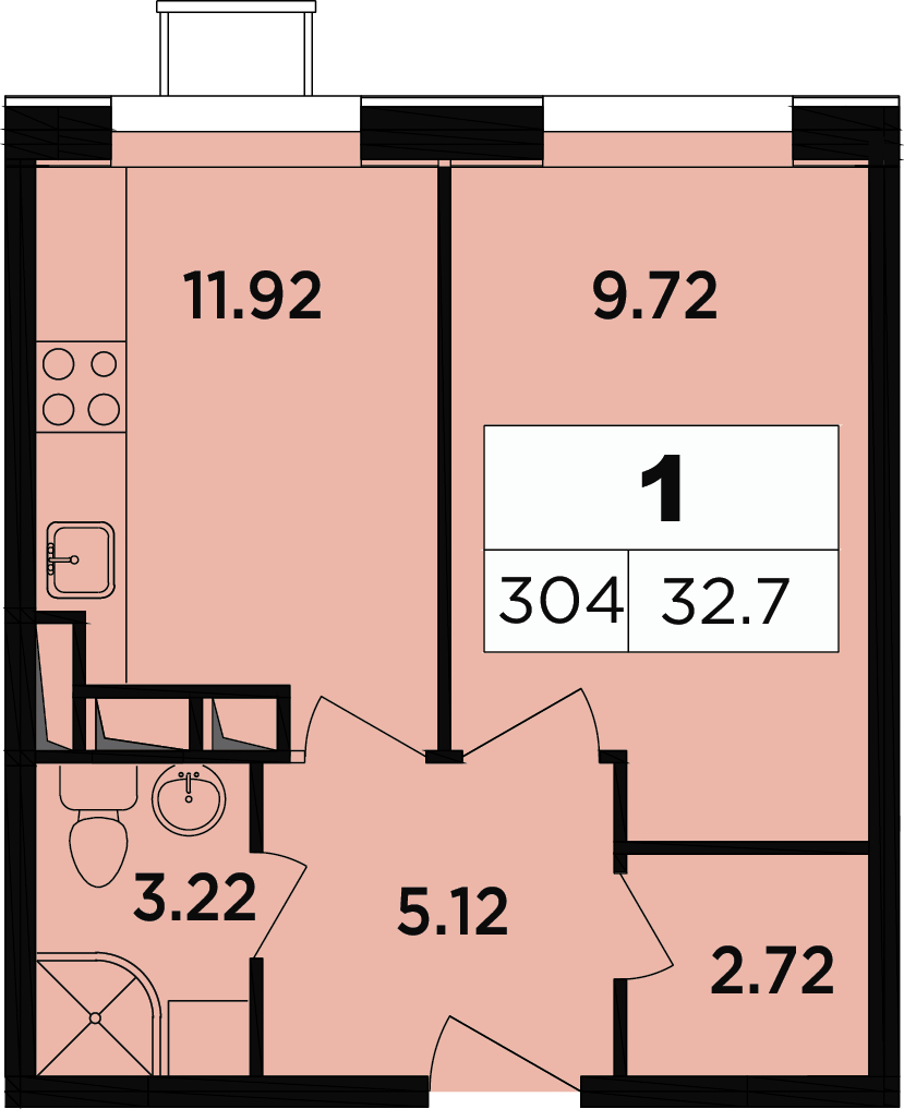 2-комнатная квартира в ЖК Розмарин на 22 этаже в 1 секции. Дом сдан.