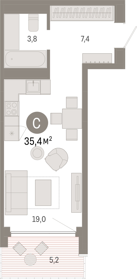 3-комнатная квартира в ЖК Дзен-кварталы на 8 этаже в 3 секции. Сдача в 2 кв. 2026 г.