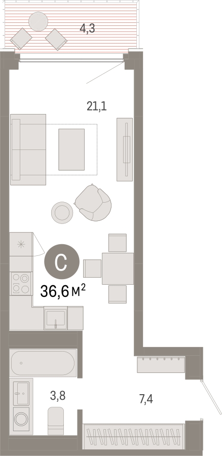 3-комнатная квартира в ЖК Дзен-кварталы на 2 этаже в 4 секции. Сдача в 2 кв. 2026 г.