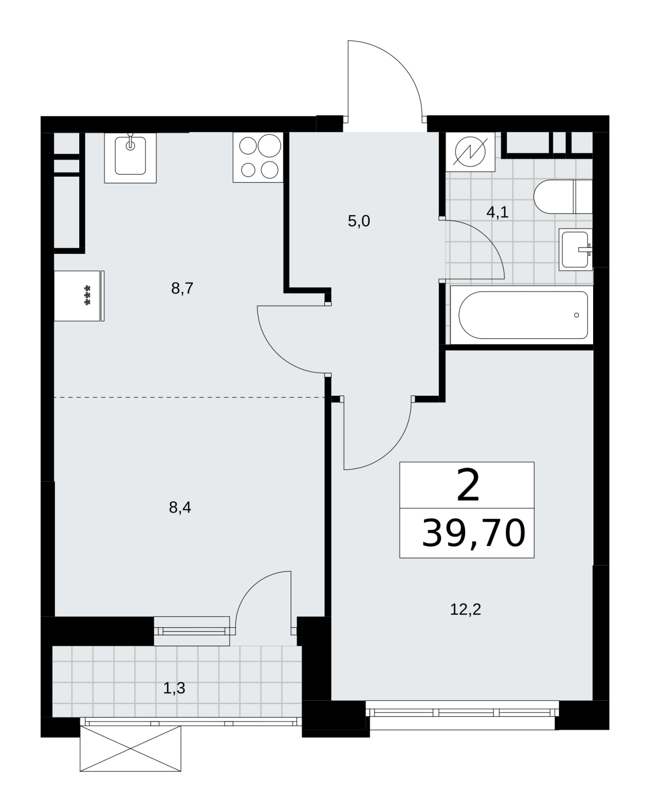 2-комнатная квартира в ЖК Скандинавия на 14 этаже в 4 секции. Дом сдан.