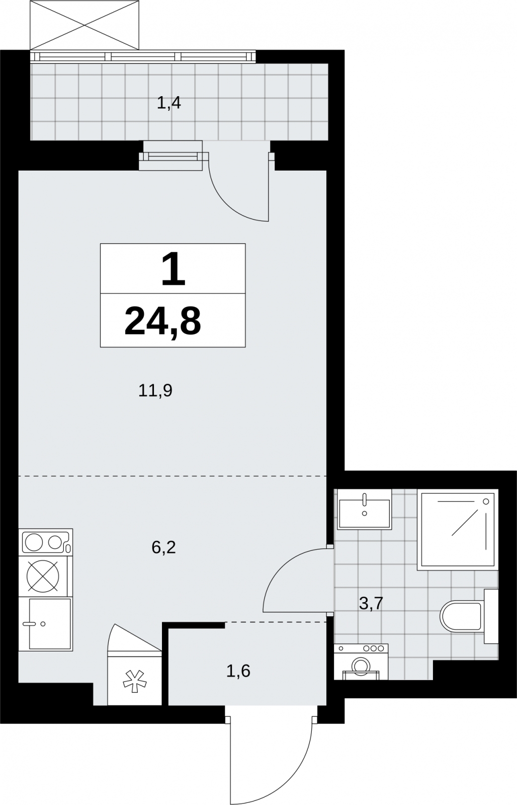 2-комнатная квартира в ЖК Level Стрешнево на 15 этаже в 2 секции. Сдача в 1 кв. 2022 г.